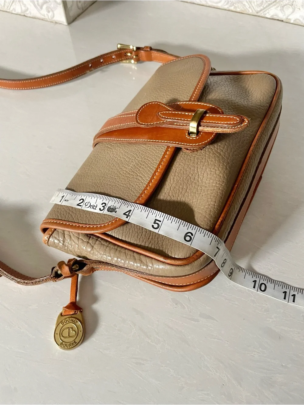 Dooney & Bourke - Vintage Taupe Crossbody with Tan Trim